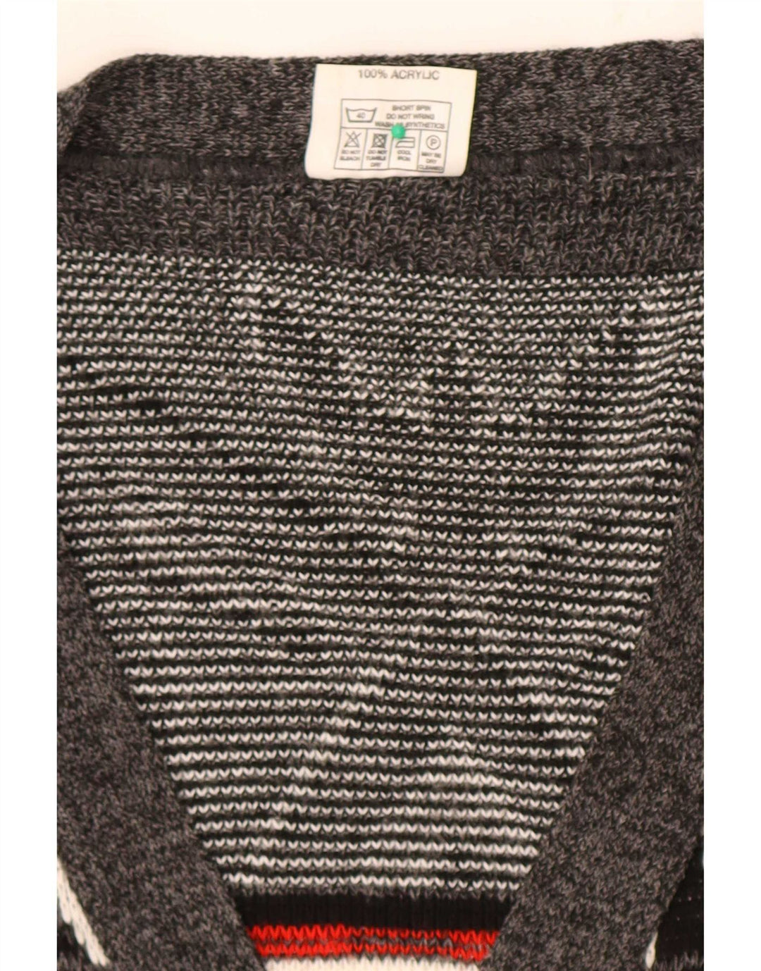 Vintage herre cardigan sweater XL Grå geometrisk akryl