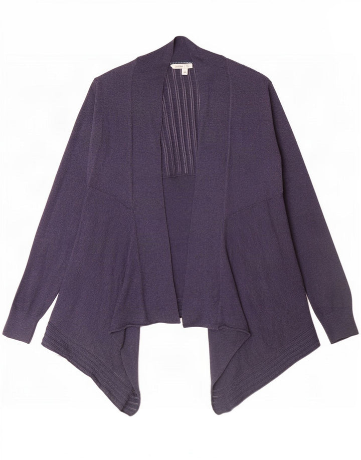 Fat Face Dame Asymmetrisk Åben Cardigan Sweater UK 12 Medium Navy Blue