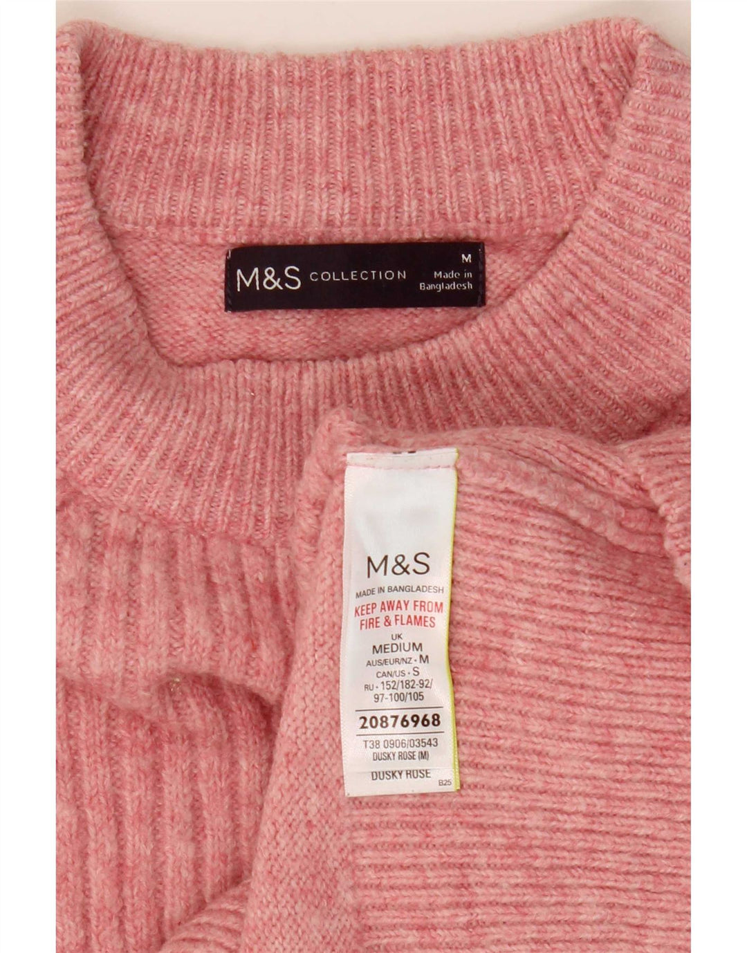 Marks & Spencer Dame sweater med rund hals DK 14 Medium Pink Akryl
