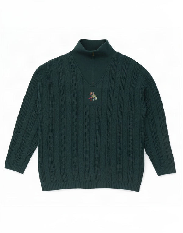 Vintage Mens Zip Neck Jumper Sweater XL Green