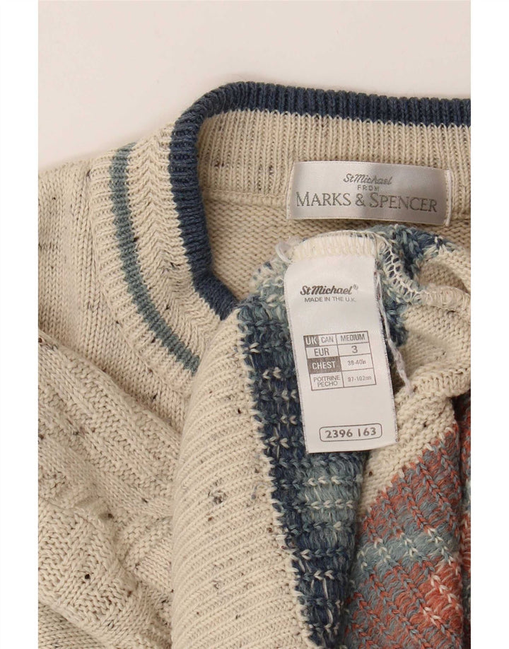 Marks & Spencer Herretrøje med rund hals-sweater Medium Beige Geometrisk