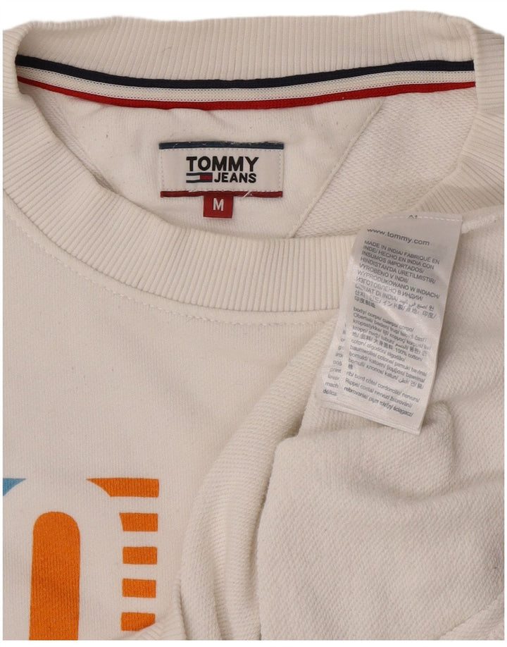 Tommy Hilfiger Dame Grafisk Sweatshirt Jumper UK 14 Medium White