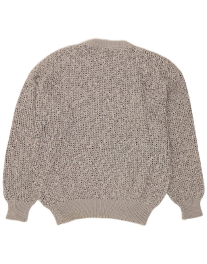 Fiume Herre Crew Neck Jumper Sweater IT 52 Stor Grå Bomuld