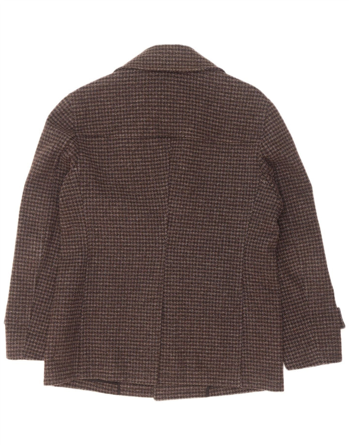 Vintage Herre Ærtefrakke IT 54 XL Grå Houndstooth Uld