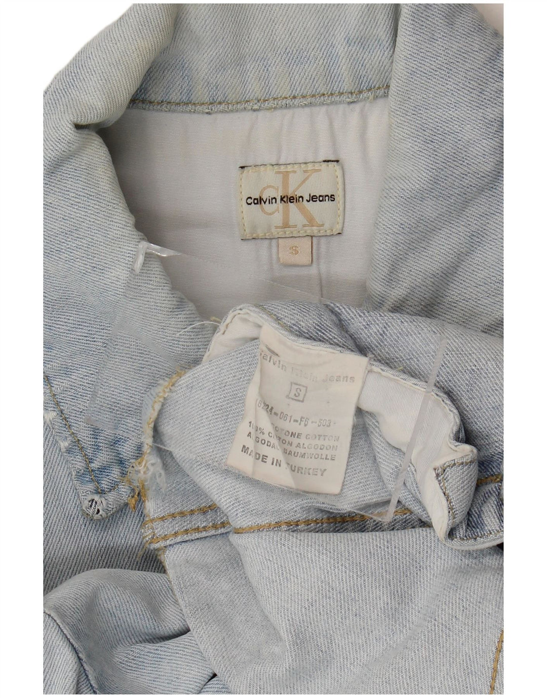 Calvin Klein Jeans Dame denimjakke UK 10 Lille Blå Bomuld