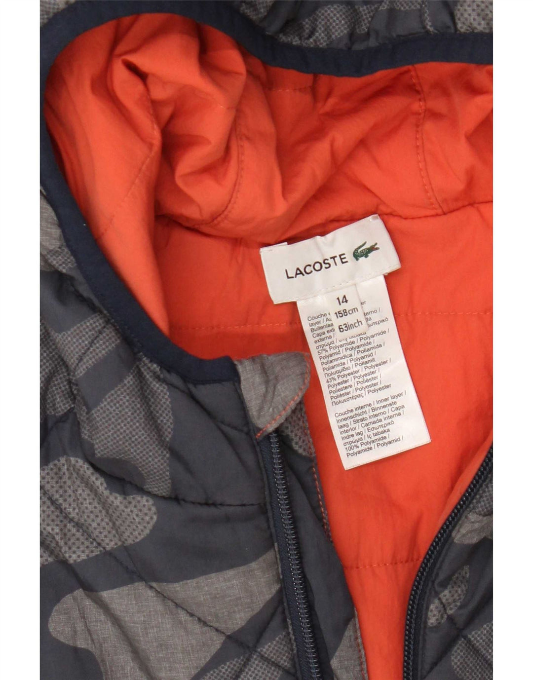 Lacoste hættejakke til drenge 13-14 år marineblå camouflage
