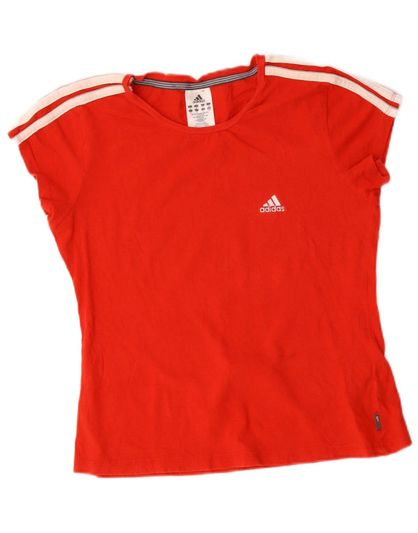 Adidas Dame Grafisk T-Shirt Top UK 14 Medium Rød Bomuld