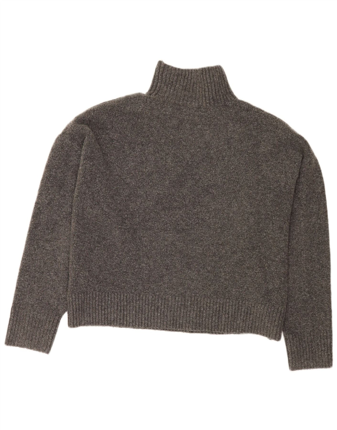 Zara Womens Crop Oversized Turtle Neck Jumper Sweater UK 16 Large Grey