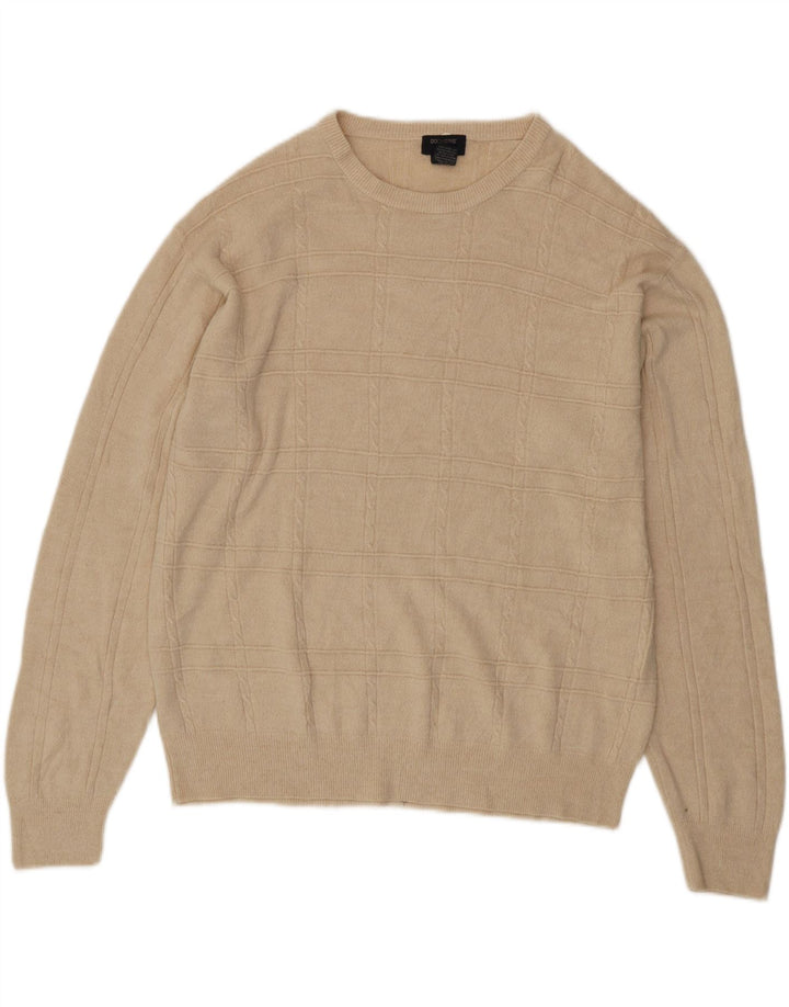 DOCKERS Mens Crew Neck Jumper Sweater 2XL Beige Check Acrylic Vintage Dockers and Second-Hand Dockers from Messina Hembry 