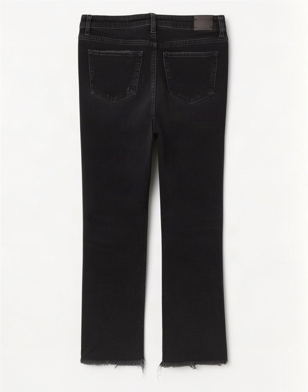 Zara Dame Distressed Straight Jeans EU 38 Small W28 L26 Sort