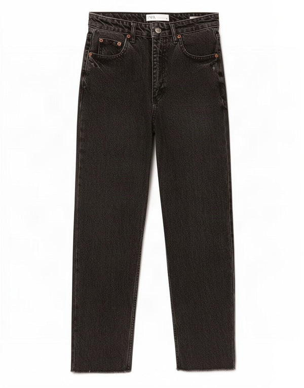 Zara Dame Mom Højtaljede tilspidsede jeans EU 36 XS W26 L25 Sort Bomuld