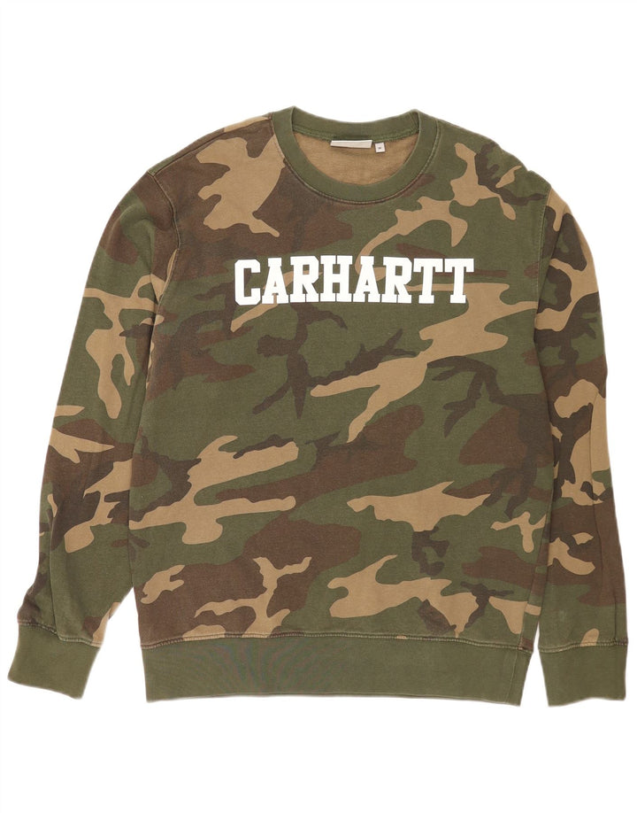 Carhartt Herre Grafisk Sweatshirt Jumper Medium Khaki Camouflage Bomuld