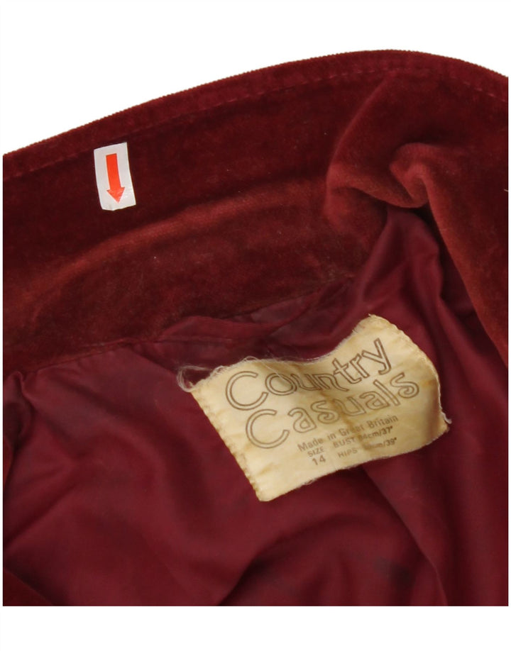COUNTRY CASUALS Dame 2 Button Velvet Blazer Jacket UK 14 Large Burgundy