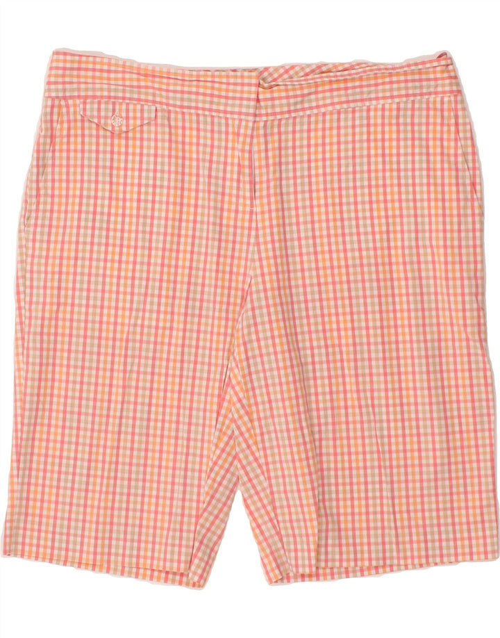 IZOD Womens Casual Shorts US 12 Large W32  Pink Gingham Cotton Vintage Izod and Second-Hand Izod from Messina Hembry 