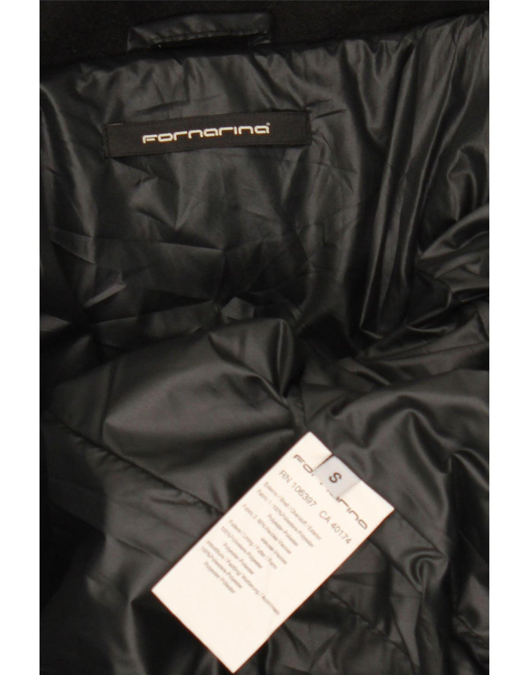 Fornarina Dame Polstret Frakke UK 10 Small Black Polyester