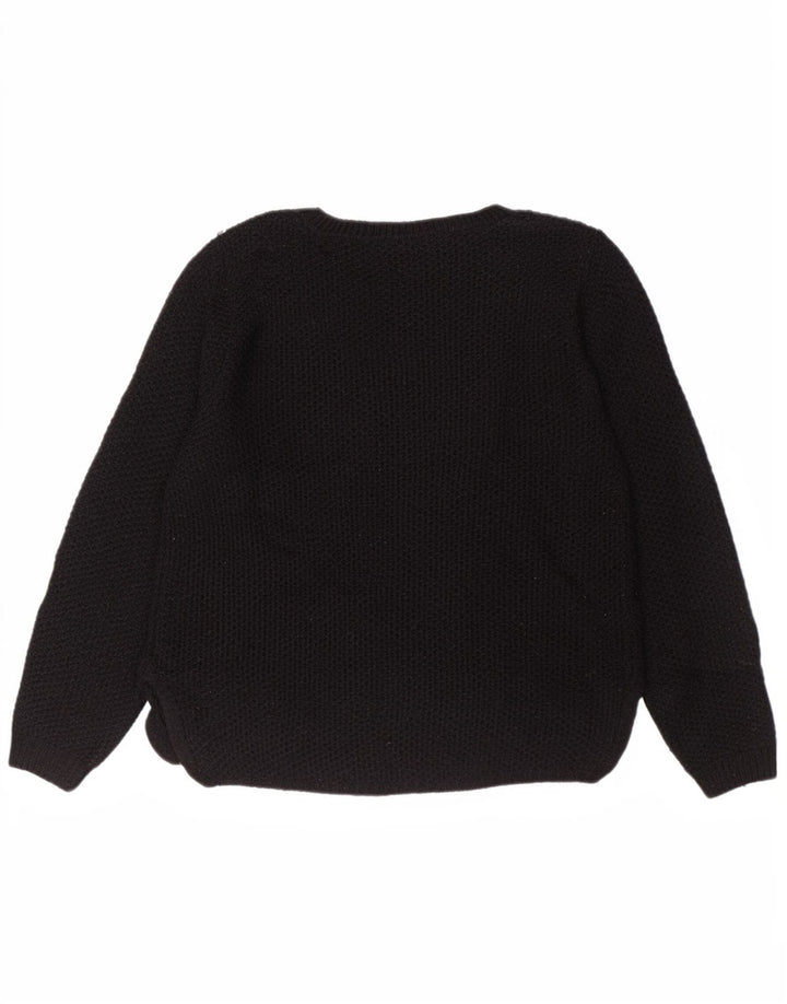 Marks & Spencer Dame Boat Neck Jumper Sweater UK 12 Medium Black Floral