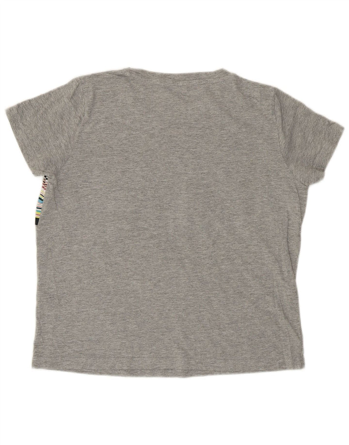 Trussardi Dame Crop Grafisk T-Shirt Top UK 14 Medium Grå Stribet