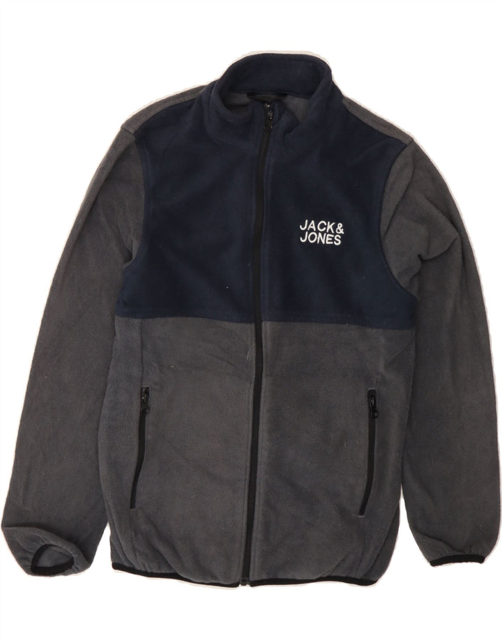 JACK & JONES Boys Fleece Jacket 11-12 Years Grey Colourblock Polyester Vintage Jack & Jones and Second-Hand Jack & Jones from Messina Hembry 