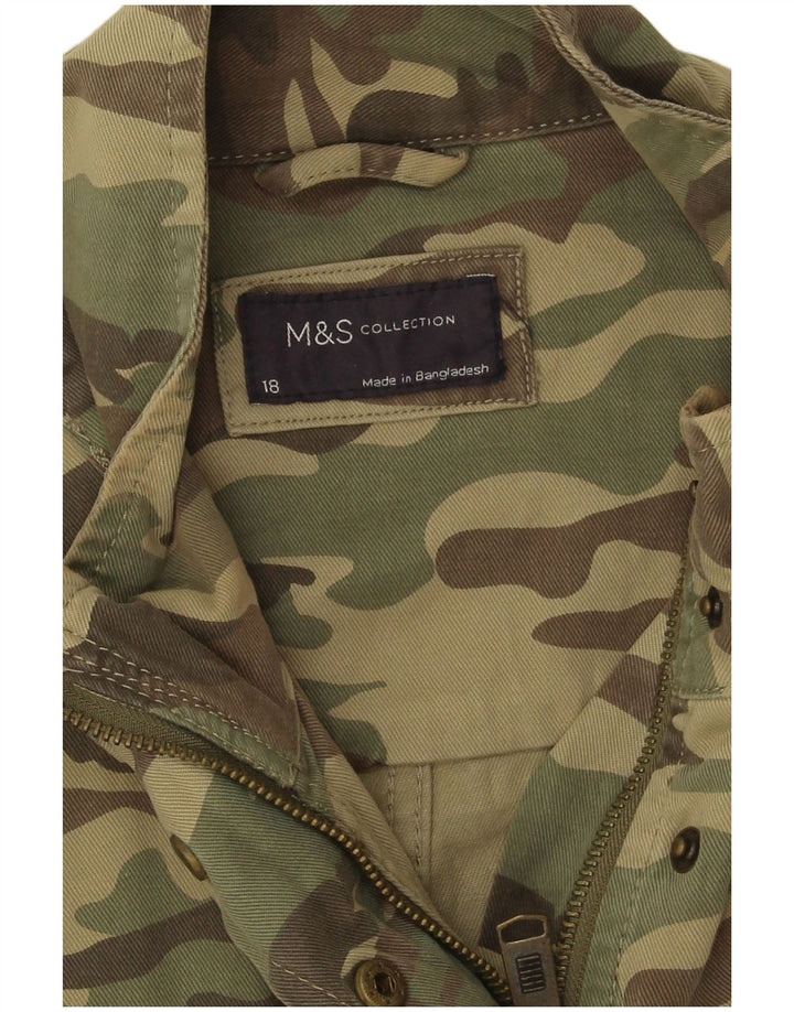 Marks & Spencer Kvinder Oversized Utility Jacket UK 18 XL Khaki Camouflage