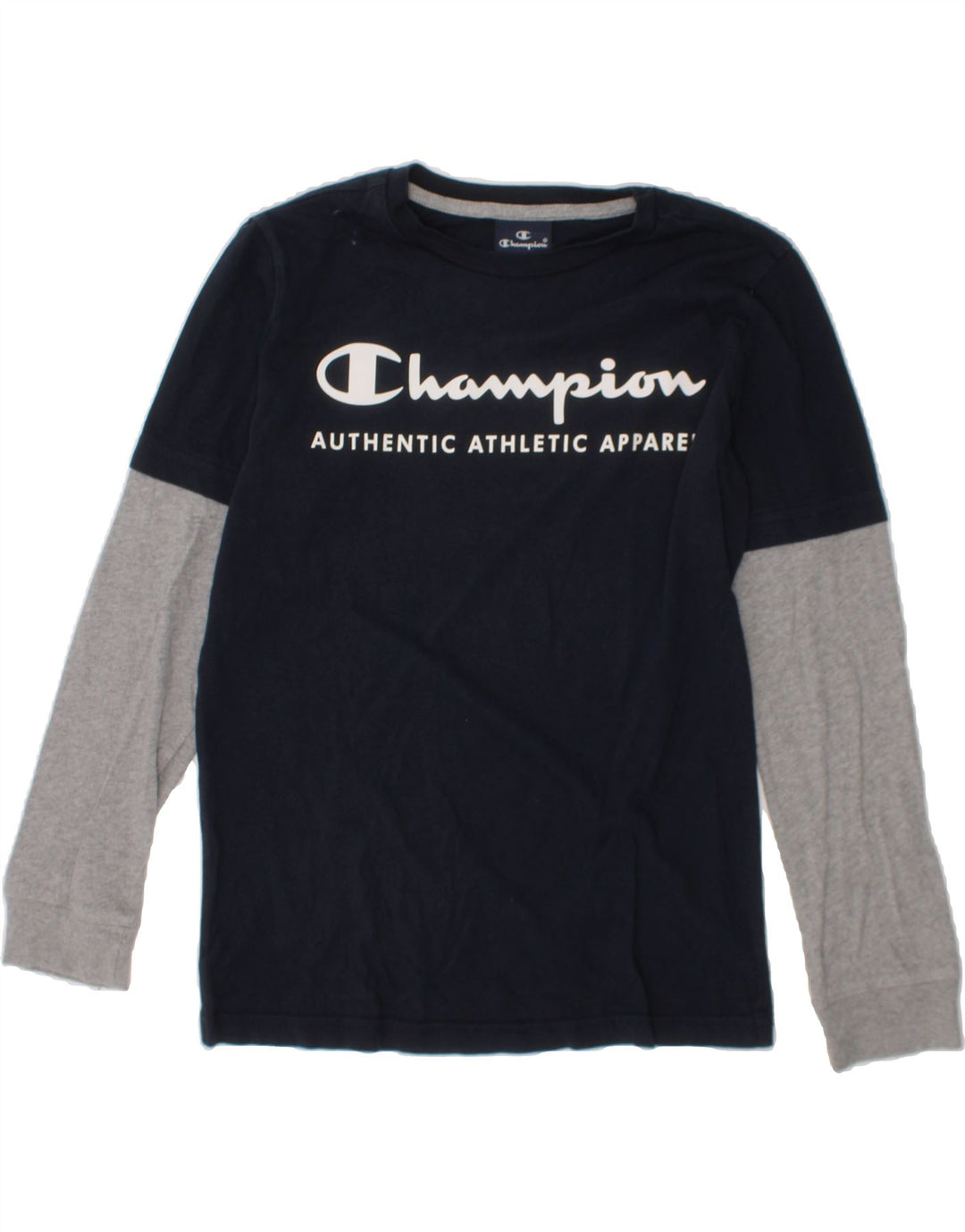 CHAMPION Boys Graphic Top Long Sleeve 9-10 Years Medium  Navy Blue Vintage Champion and Second-Hand Champion from Messina Hembry 