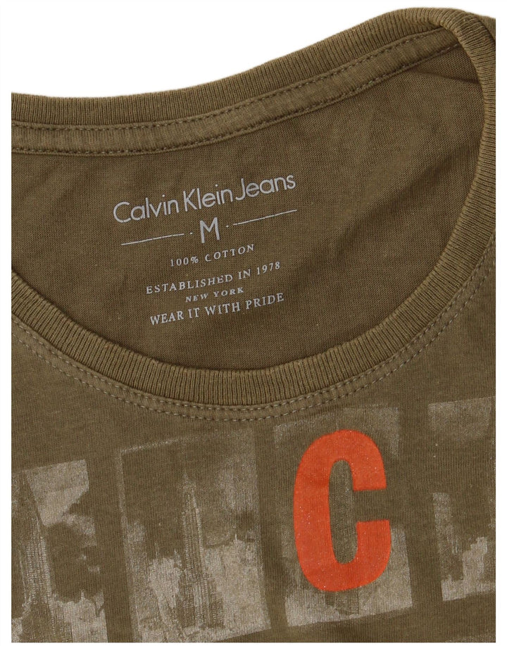 CALVIN KLEIN JEANS Grafisk T-shirt til mænd, medium Khaki Bomuld