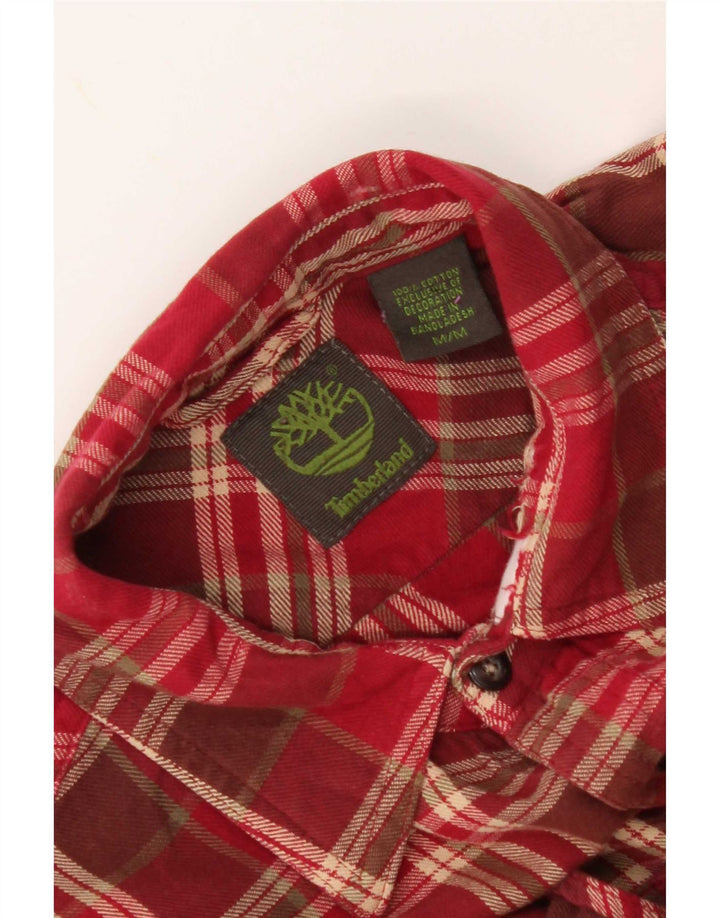 Timberland Dame Flanelskjorte UK 14 Medium Rød Plaid Bomuld