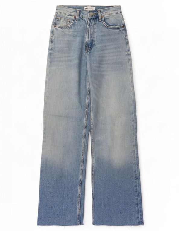 Zara Dame Jeans med høj talje og brede ben EU 32 2XS W22 L32 Blå