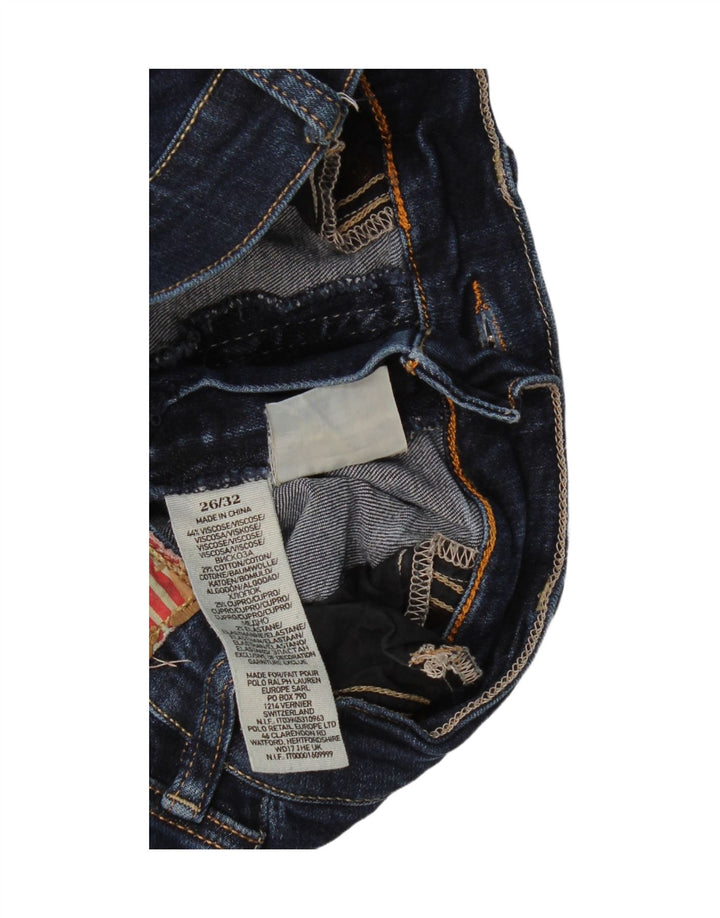 VINTAGE Womens Slim Jeans W26 L27 Navy Blue Viscose