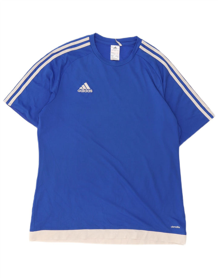 ADIDAS Herre Climalite T-Shirt Top Stor Blå Colourblock Polyester