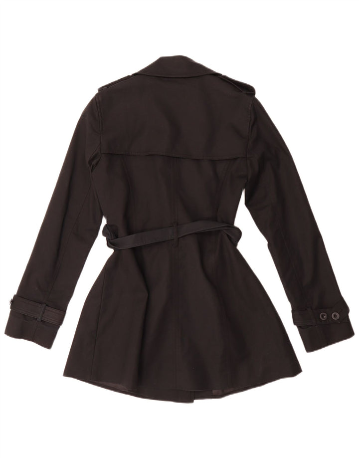 Hobbs Womens Trench Coat UK 8 Small Black Bomuld