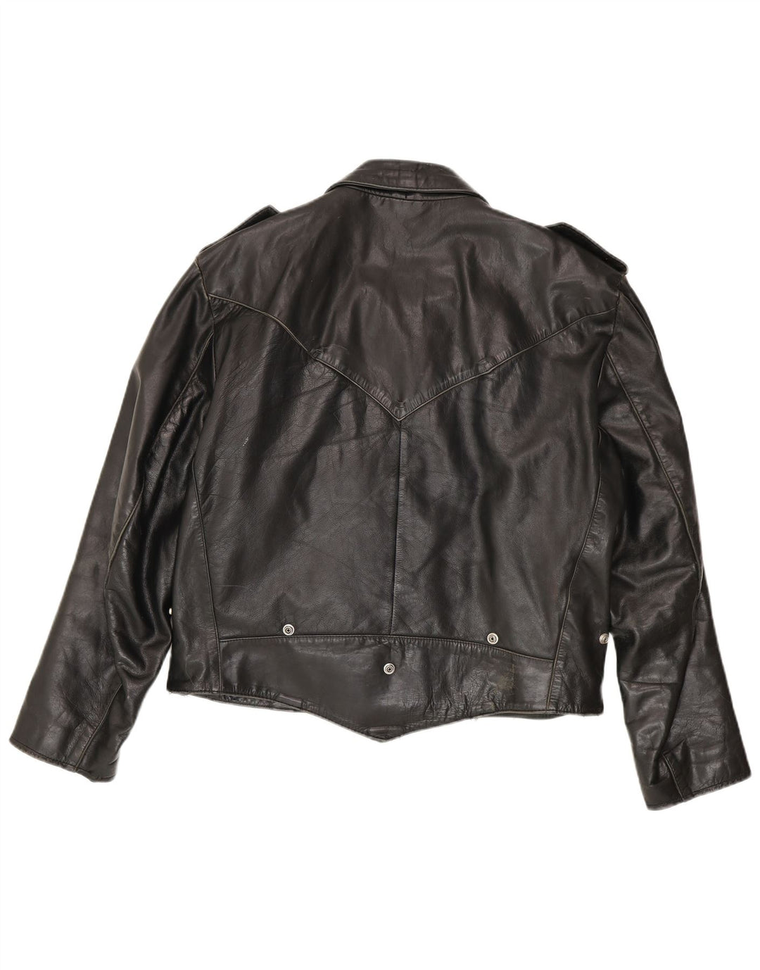 Vintage Herre Military Læderjakke UK 42 XL Sort