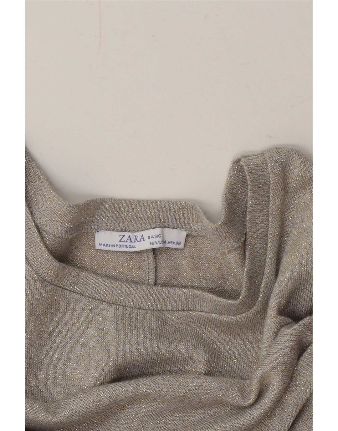 Zara Womens Crop Oversized bluse Top UK 14 Medium Beige Flecked