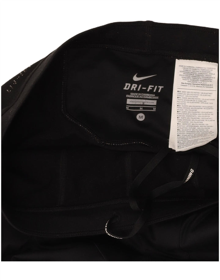 NIKE Womens Dri Fit Leggings UK 14 Medium  Black Polyester