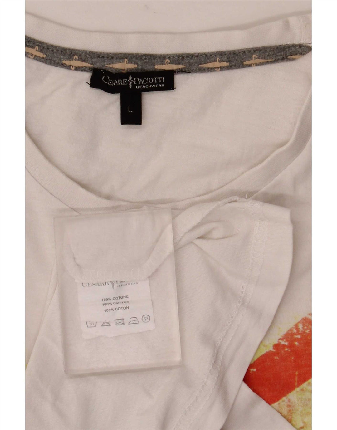 Cesare Paciotti Herre grafisk T-shirt Top Stor hvid bomuld