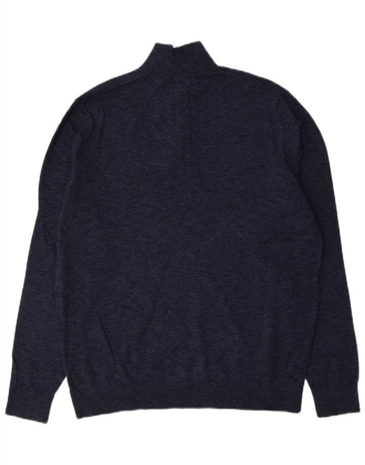 Marks & Spencer Herre sweater med lynlåshals Stor marineblå flækket bomuld