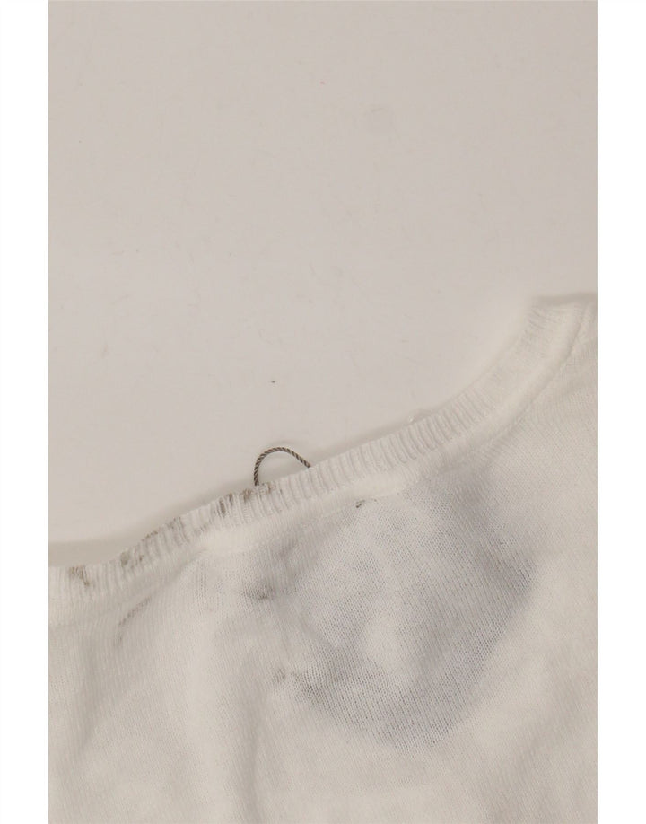 Oasis Womens Crop Bolero Jumper UK 12 Medium White Bomuld