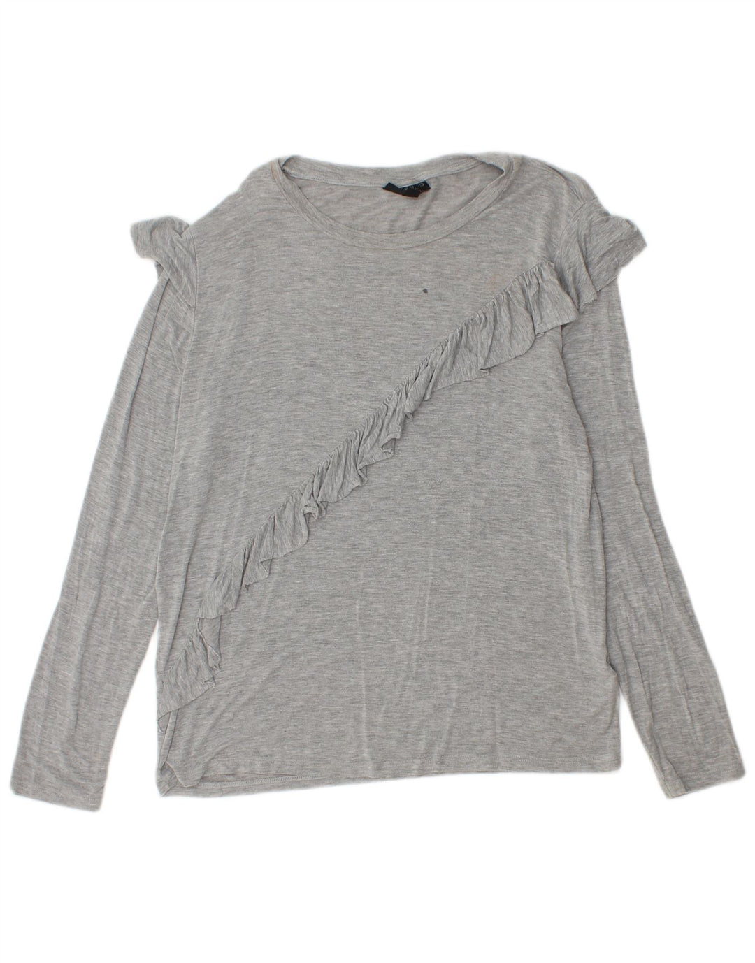 Topshop Dame Flæse Front Top Langærmet UK 12 Medium Grå Flecked
