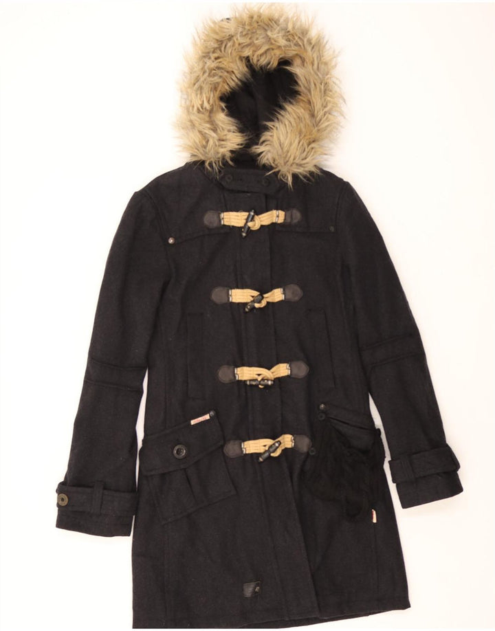 KHUJO Womens Hooded Duffle Coat UK 14 Medium Grey Wool Vintage KHUJO and Second-Hand KHUJO from Messina Hembry 