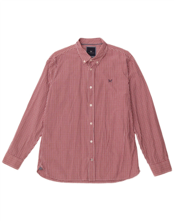 CREW TØJ Herre Slim Fit skjorte XL rød ternet bomuld