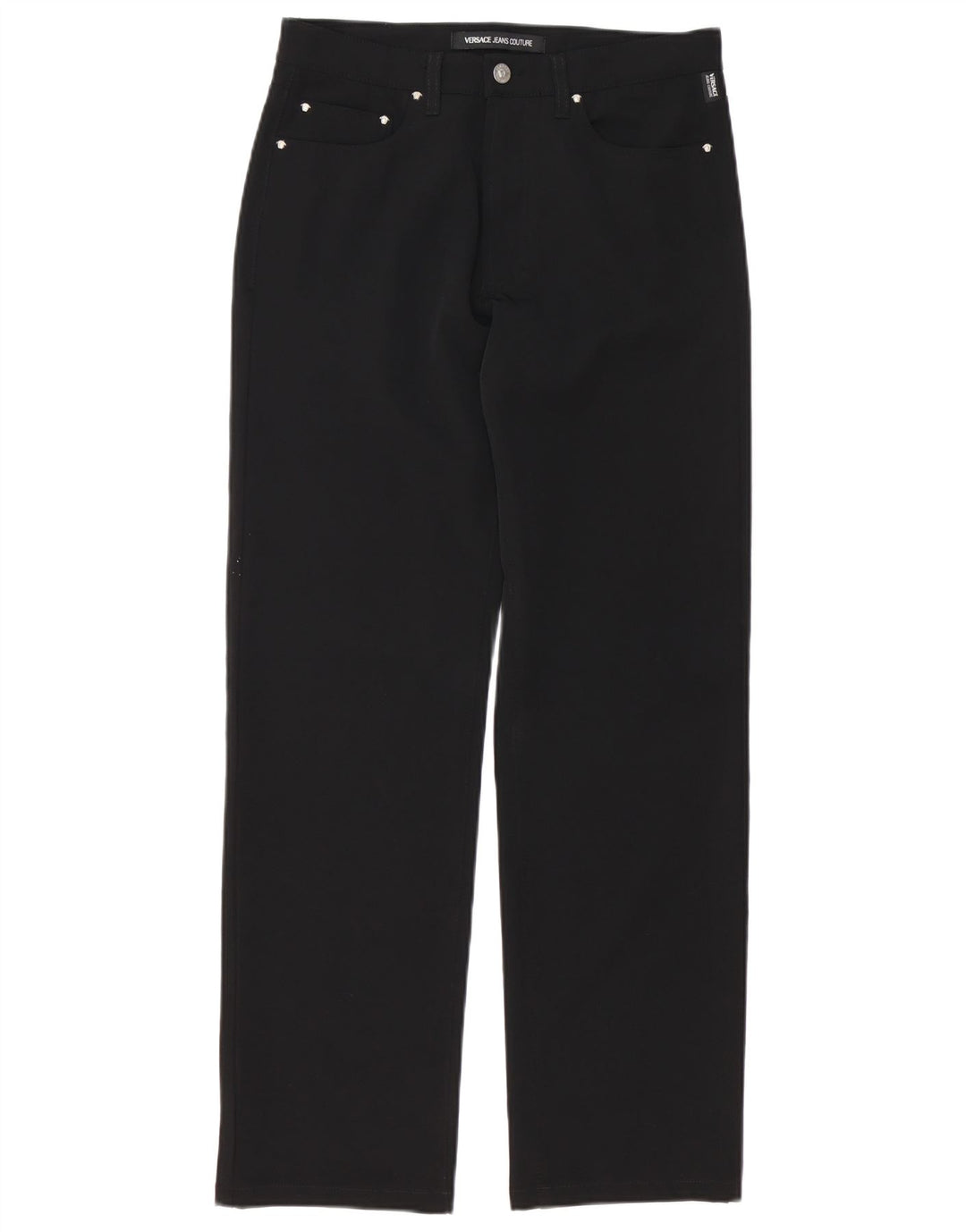 VERSACE Lige fritidsbukser til mænd IT 46 Small W32 L30 Sort polyester