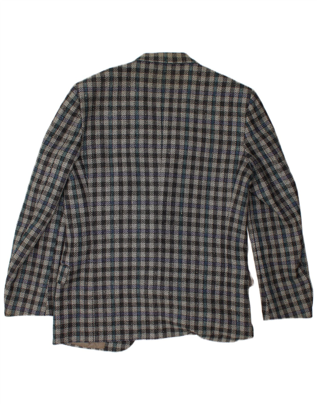 VALENTINO Herre 2-knaps blazerjakke IT 50 Stor blå ternet jomfruuld