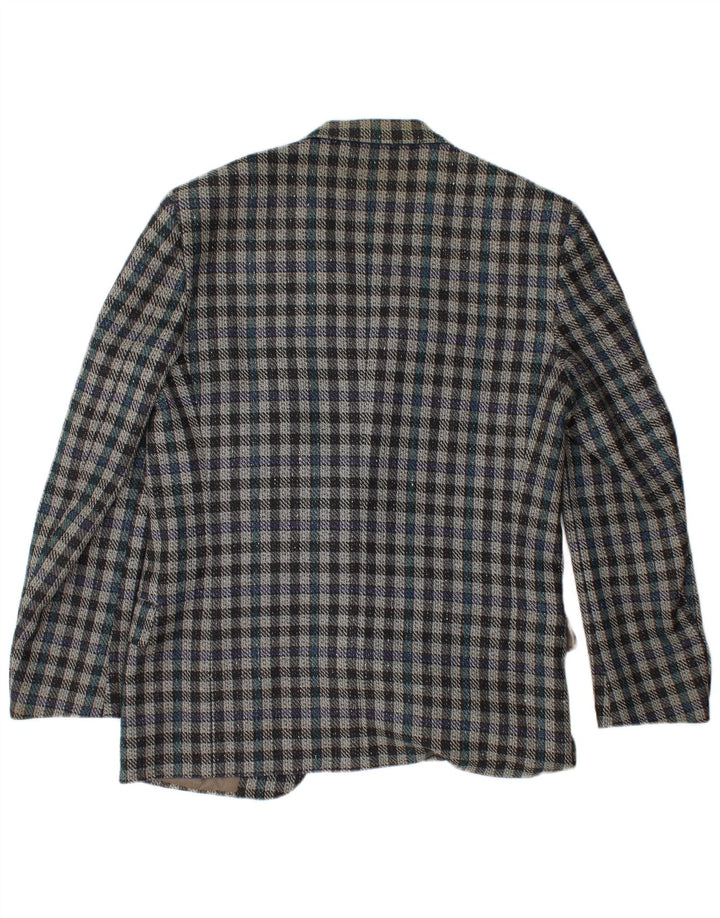 VALENTINO Herre 2-knaps blazerjakke IT 50 Stor blå ternet jomfruuld