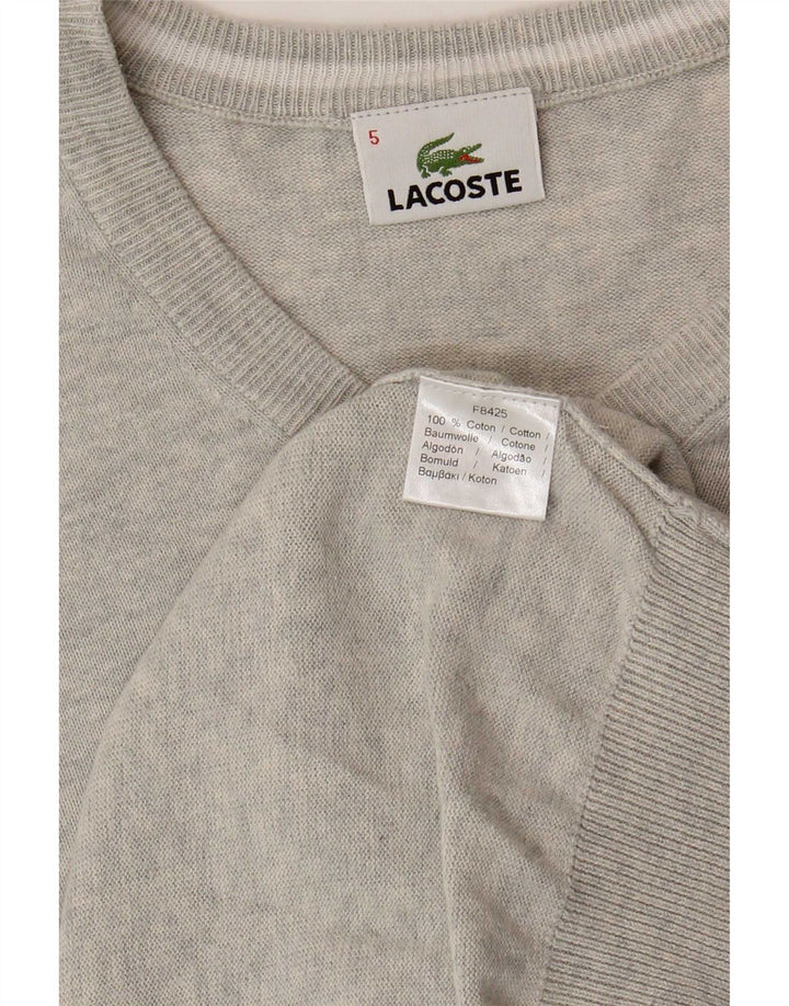 Lacoste Herre V-hals sweater Størrelse 5 Large Grå Flecked Bomuld