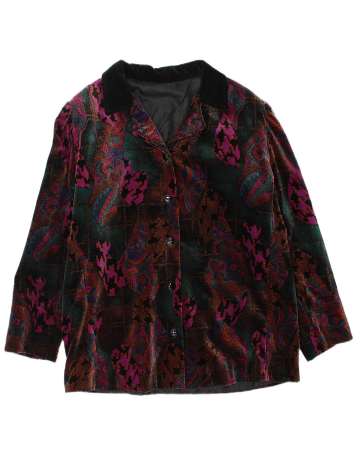 Vintage dame 5-knaps blazerjakke UK 16 Stor flerfarvet Paisley