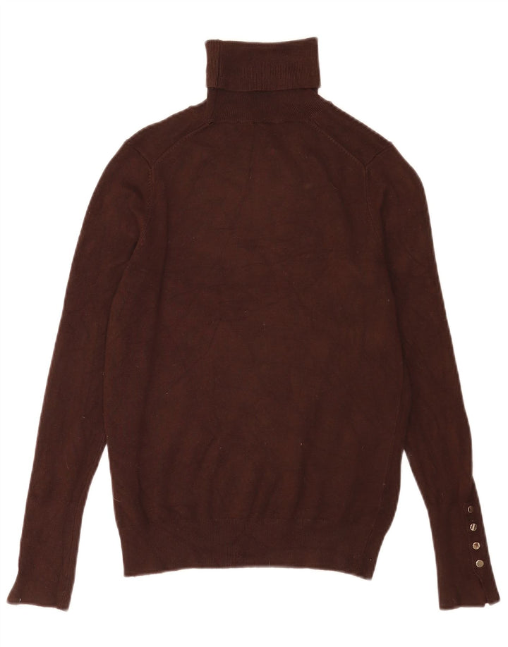 Zara Dame Rullehals Sweater UK 10 Small Brown Viscose