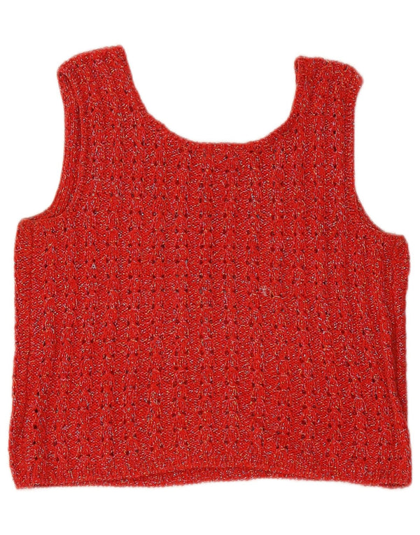 Valentino Womens Crop Knit Bluse Top UK 12 Medium Red