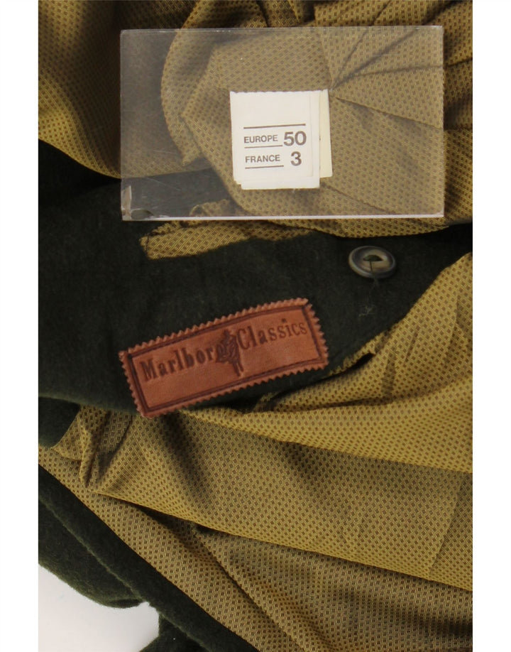 MARLBORO CLASSICS Herre 2-knaps Blazer Jakke EU 50 Large Grøn Uld