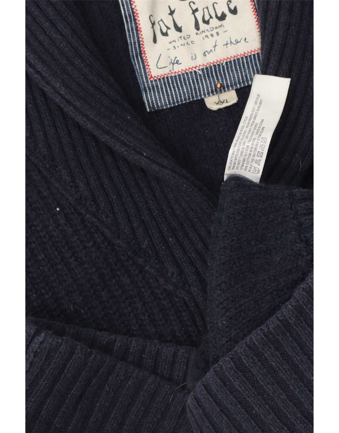 Fat Face Herre Cardigan Sweater 2XL Navy Blue Bomuld