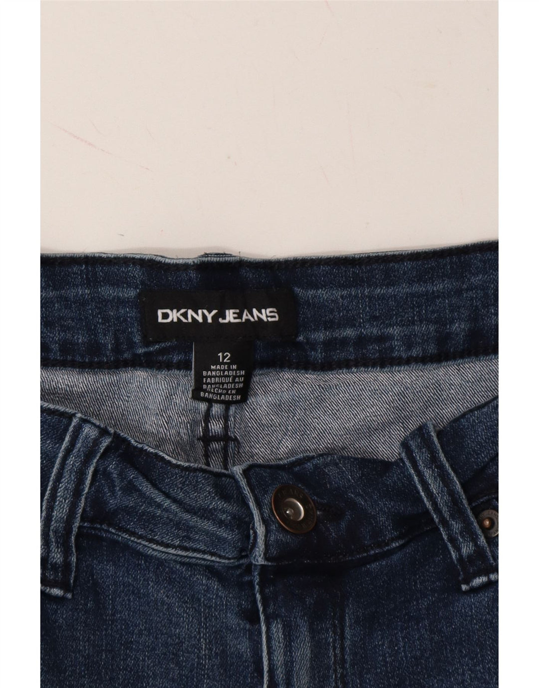 DKNY Womens Denim Shorts US 12 Large W34  Navy Blue Cotton Vintage Dkny and Second-Hand Dkny from Messina Hembry 