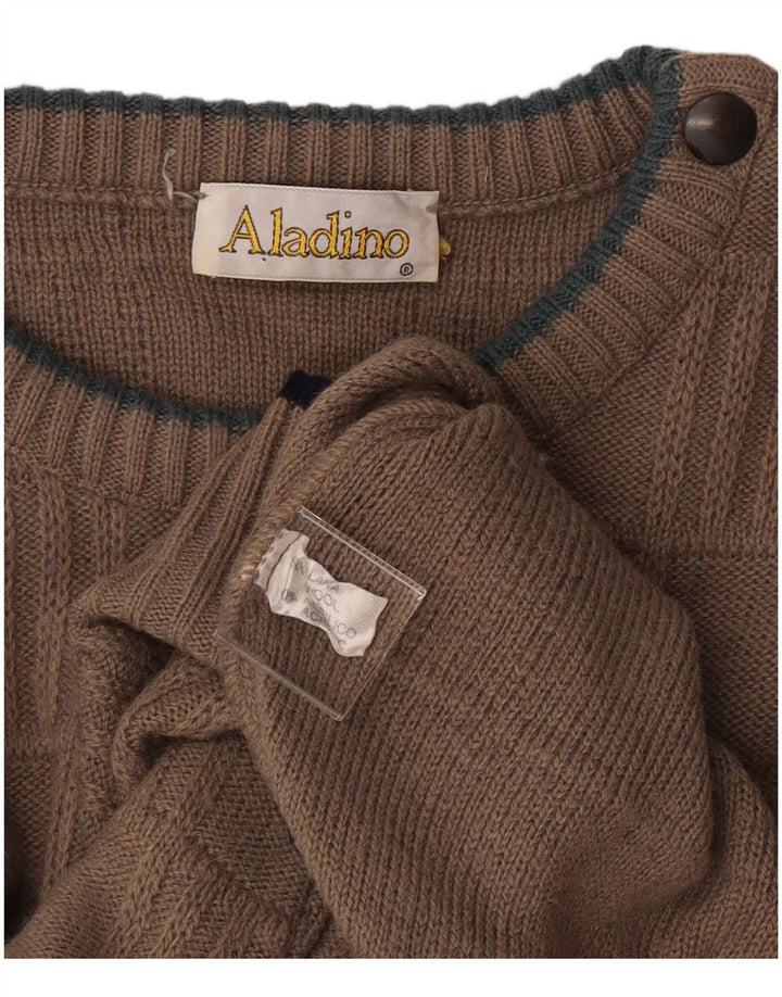 ALADINO Mens Crew Neck Jumper Sweater Large Grey Wool